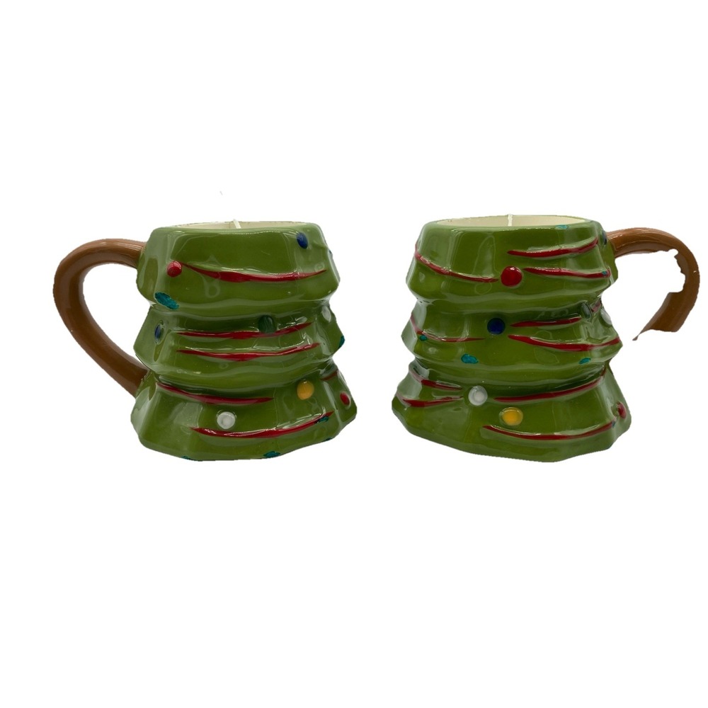 Xmas Tree Mugs Candles Recycled Craft Soy Based